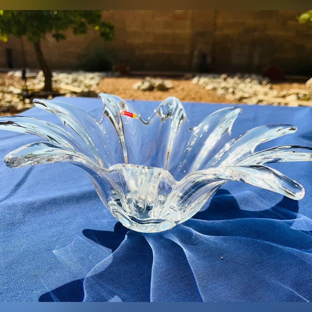 Fostoria VTG Crystal Clear Celestial Art Glass Centerpiece Bowl Console 11"